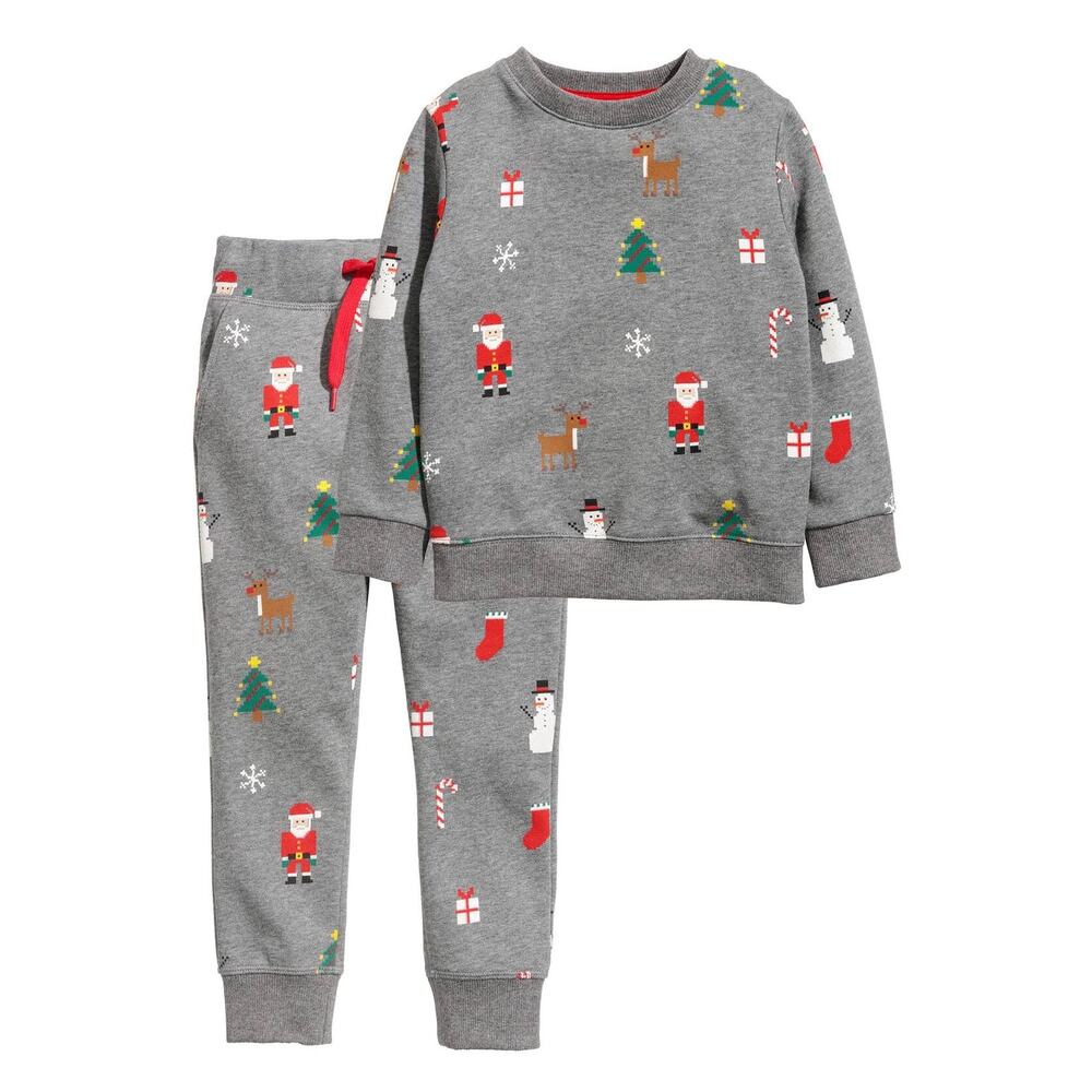 H&M Santa Sweatshirt and Trousers Set - Size 6-8 Years